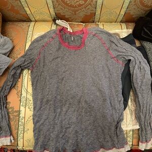 Striped Long Sleeve Tee with Pink Accents